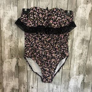 Kona sol strapless floral one-piece swimsuit M